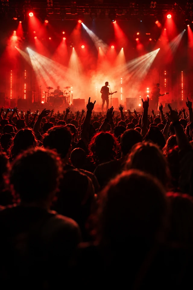 Una banda en vivo y su público